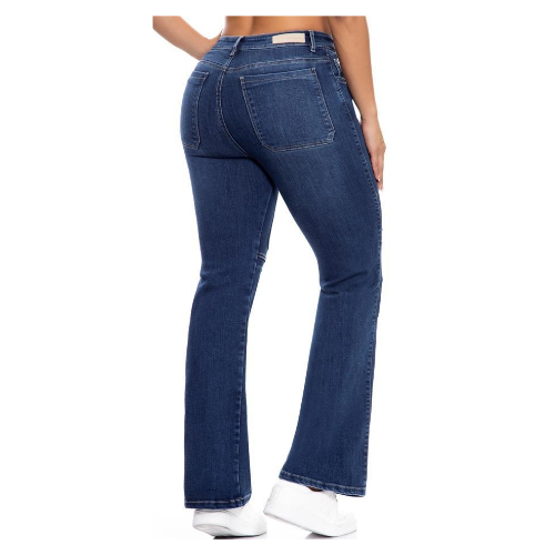 Vaquero Cargo Mujer Azul Oscuro Jeans Colombianos Rectos