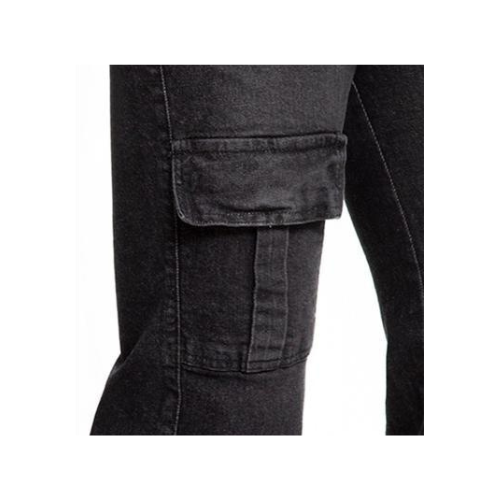 Vaquero Jeans Cargo Negro Mujer Corte Recto con Bolsillos