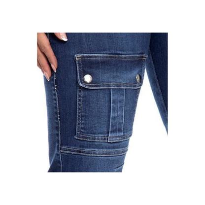Vaquero Cargo Mujer Azul Oscuro Jeans Colombianos Rectos