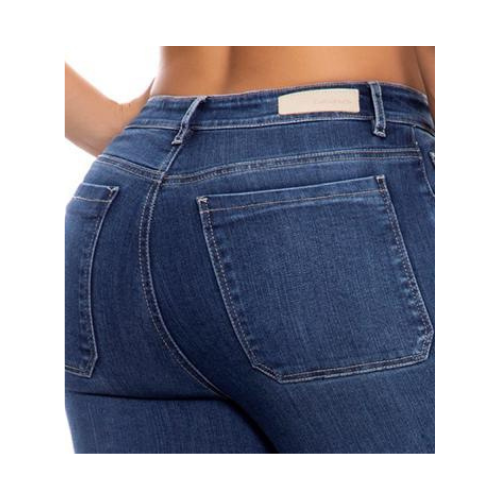 Vaquero Cargo Mujer Azul Oscuro Jeans Colombianos Rectos