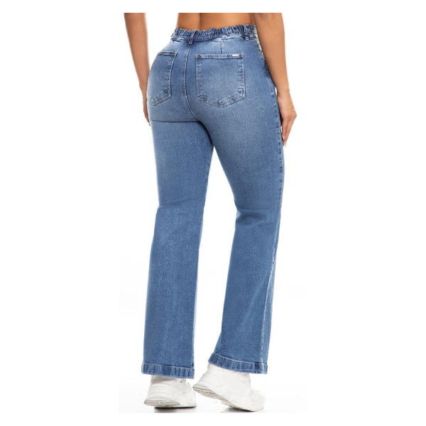 Jeans Vaquero Mujer Pierna Recta con 6 Botones Sin Cremallera Colombiano