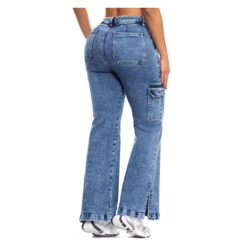 Vaquero Jeans Cargo Mujer Colombiano Súper Elástico Denim Alta Calidad