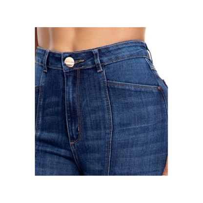 Jeans Colombianos Vaquero Mujer Recto Ancho Azul Oscuro