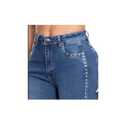 Vaquero Mujer Recto con Tachas Jeans Colombianos
