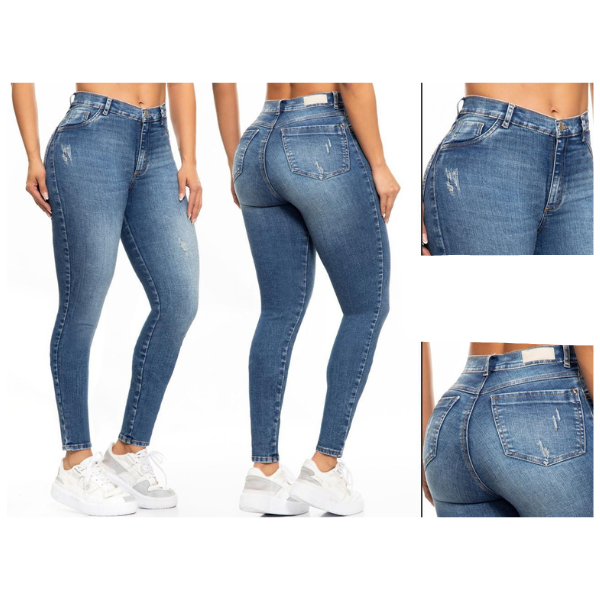 Jeans Vaquero Skinny Mujer Súper Elástico Colombiano Ajuste Ligeramente Pequeño