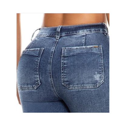 Vaquero Jeans Bootcut con Brillos para Mujer Súper Elástico